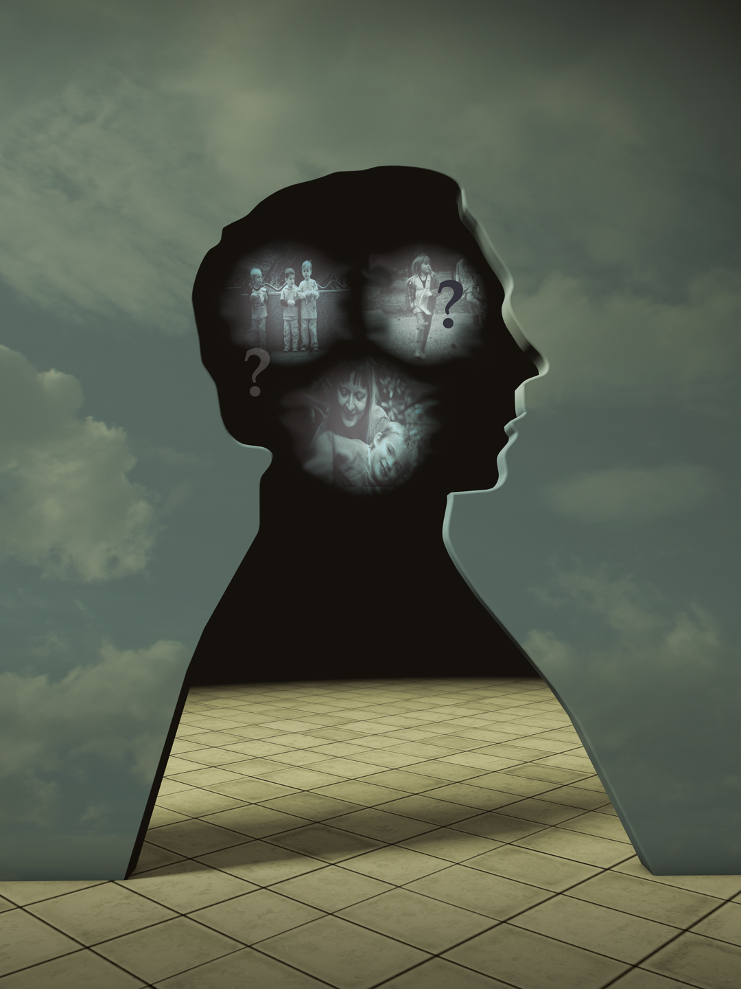 An illustration of a man with different ideas in his head