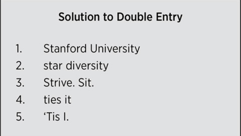 Solution to Double Entry
