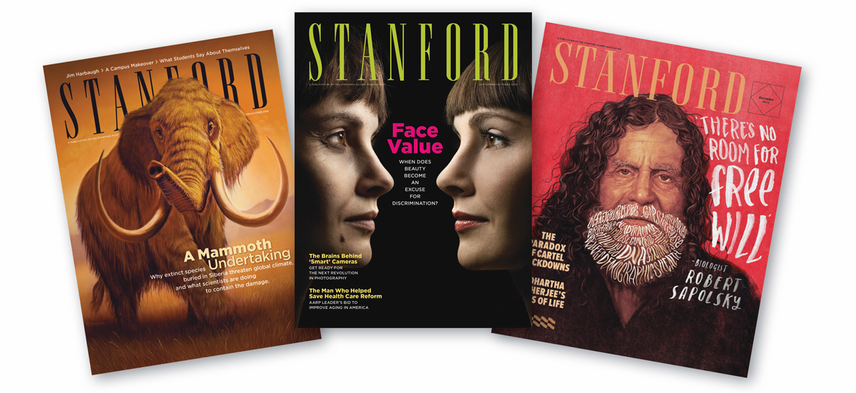 Three past Stanford magazine covers
