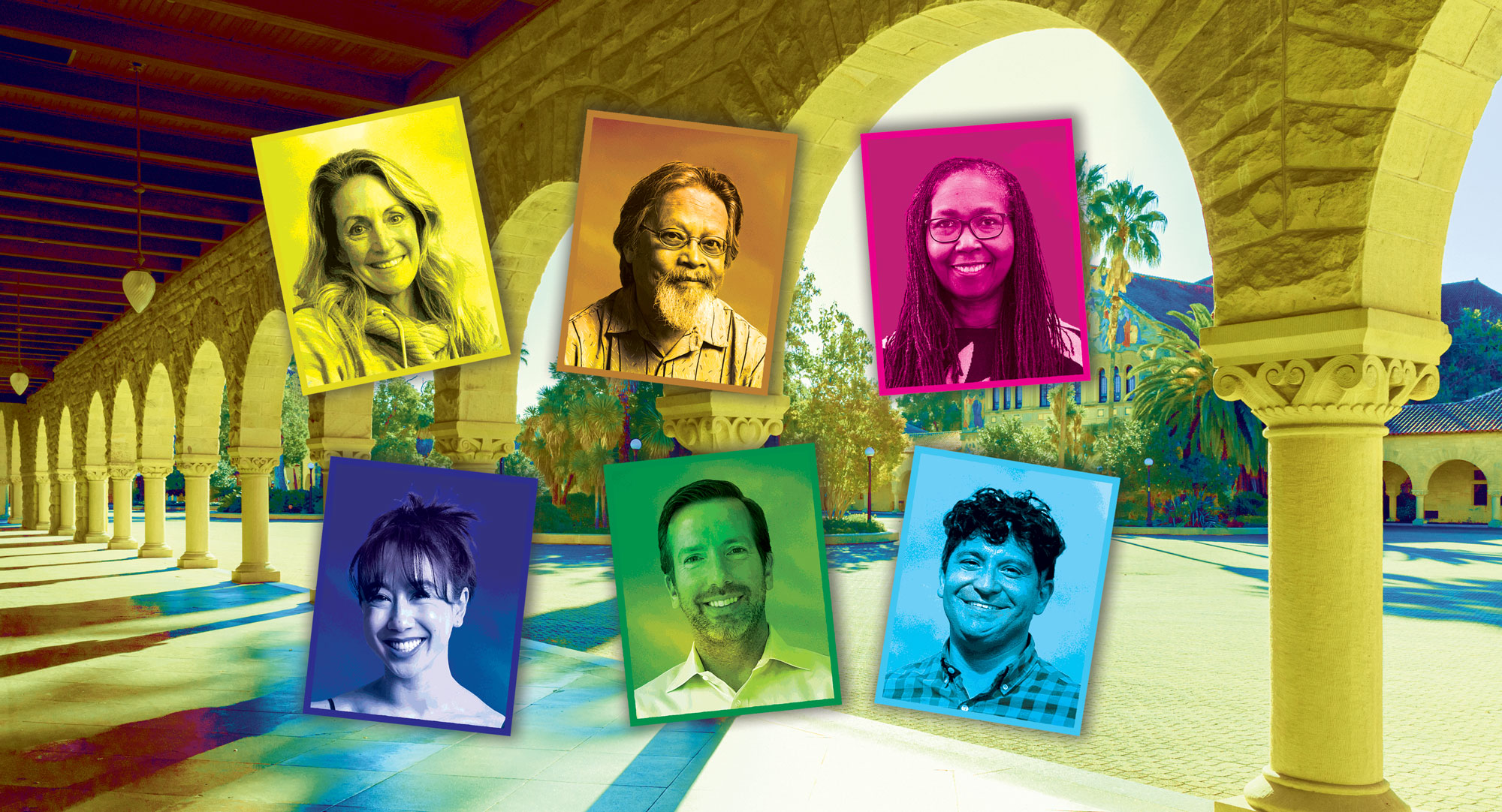 Decorative image of the Quad in the background and our alumni stop-outs photos.