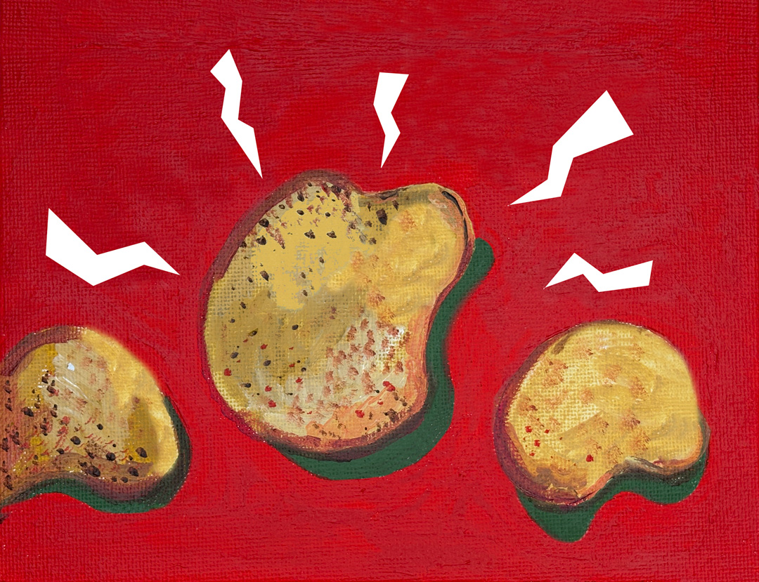 Illustration of buzzing potato chips