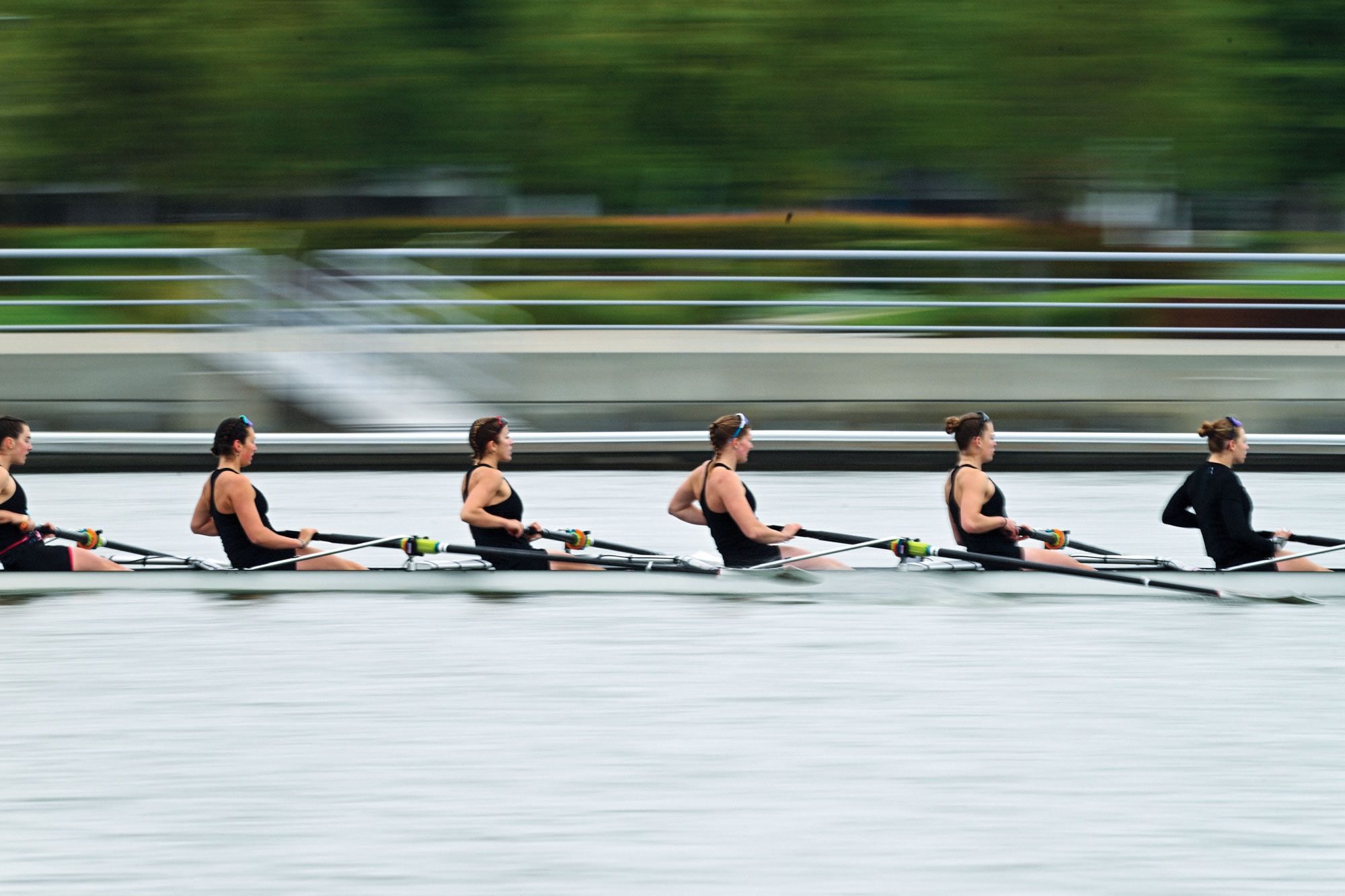 Stanford rowers on the water
