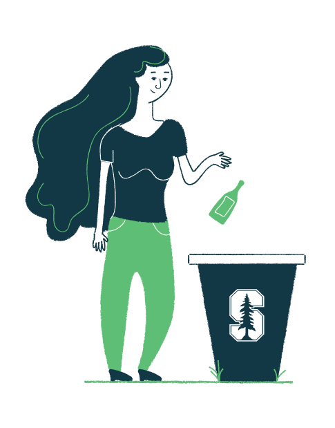 Girl Throwing Away Trash Illustration