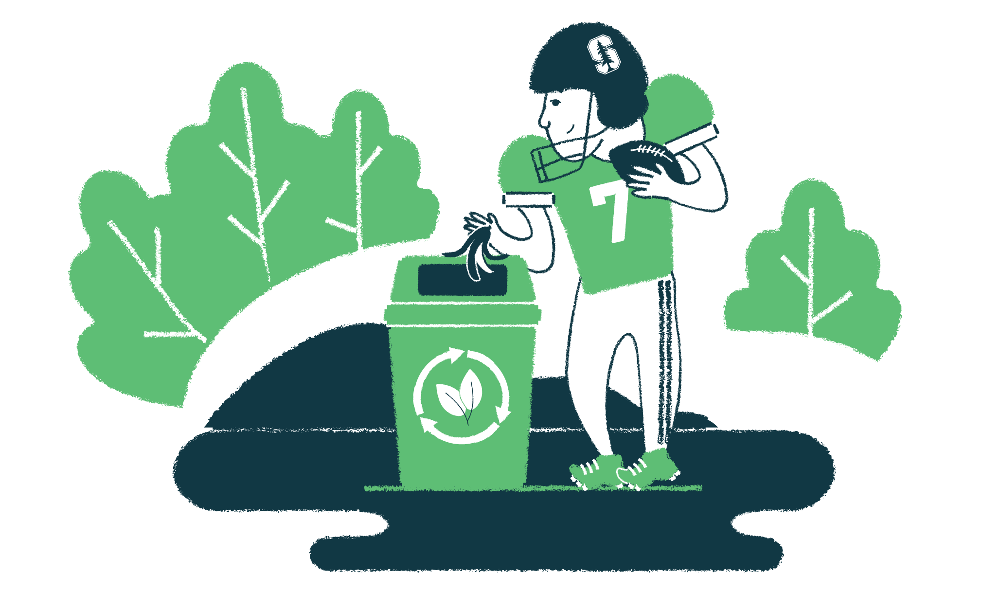 Football Player Throwing Away Banana Illustration