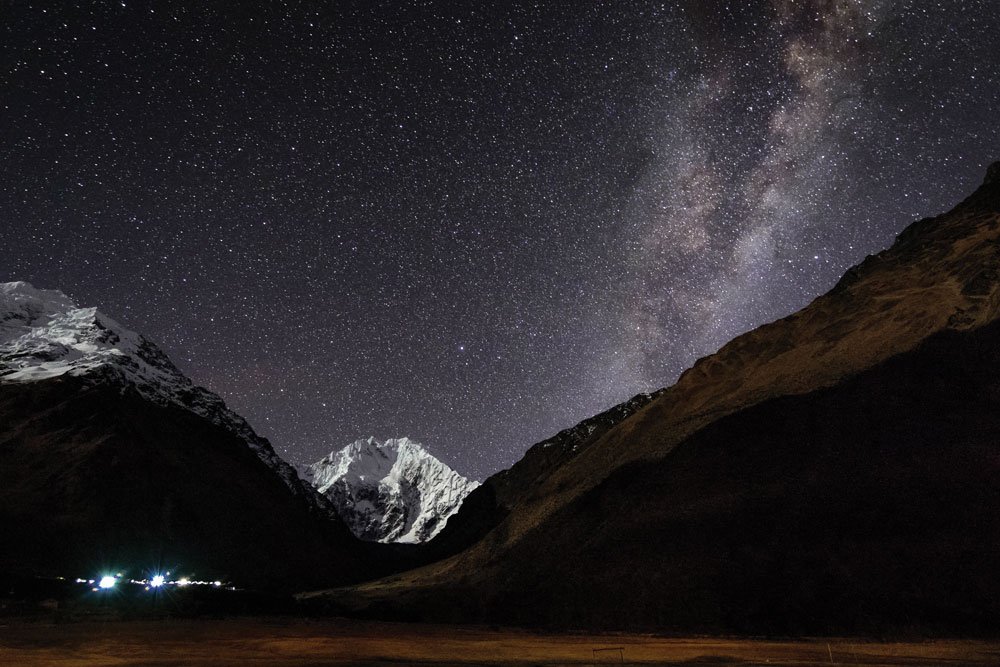 Night sky of the milky way in the Peruvian Andes.