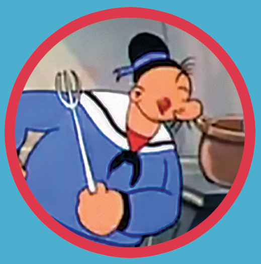 Illustrated animation of the Popeye character, Wimpy.