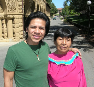 Photo of Miguel Hilario with his mother, Zoila Escobar at Stanford in 2008.