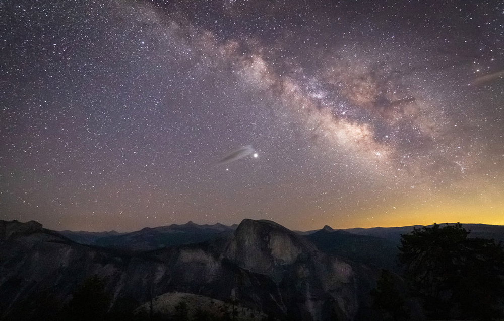 The Milky Way over Half Dome in Yosemite.
