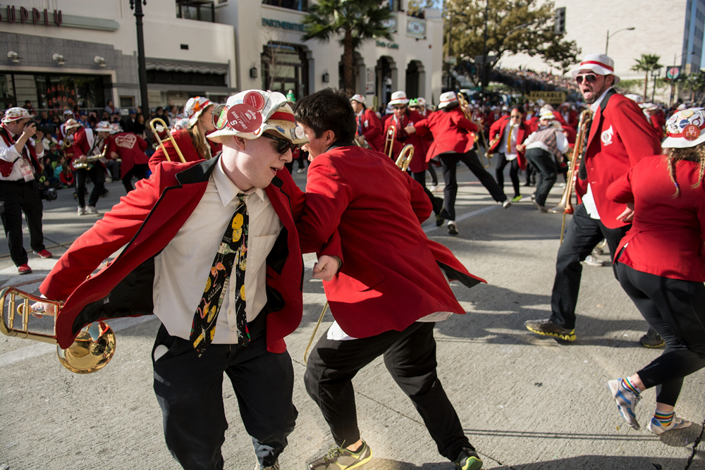 Members of the Band dancing in the street