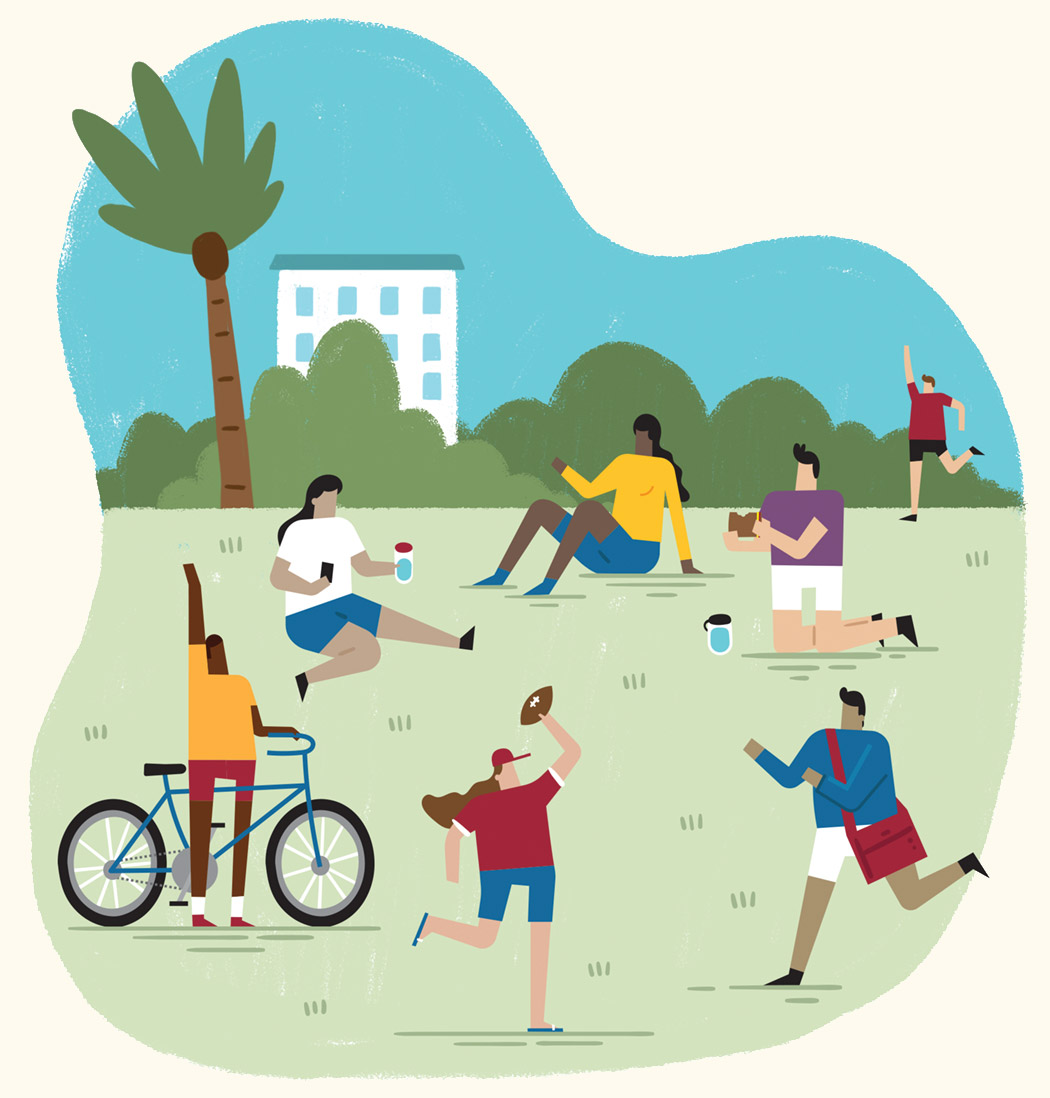 Illustration of students outdoors