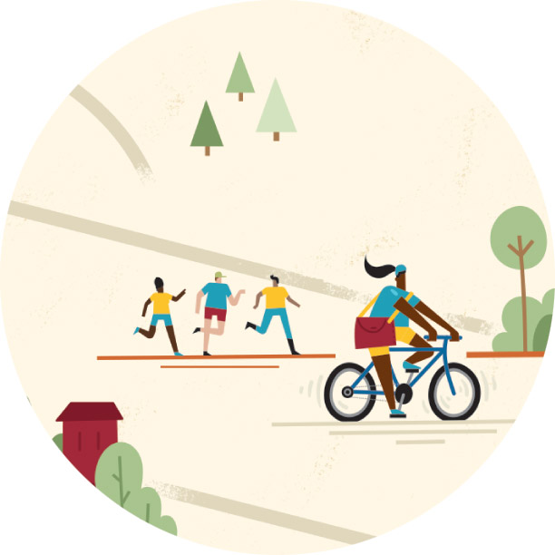 Illustration of a person riding a bike