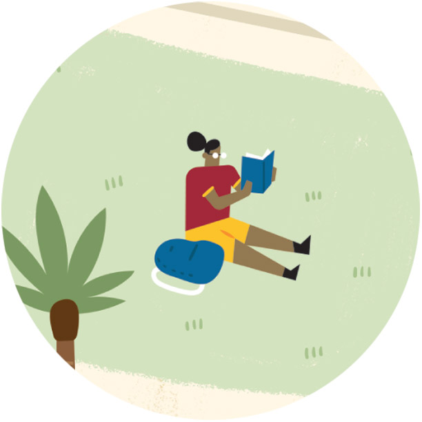 Illustration of woman reading a book