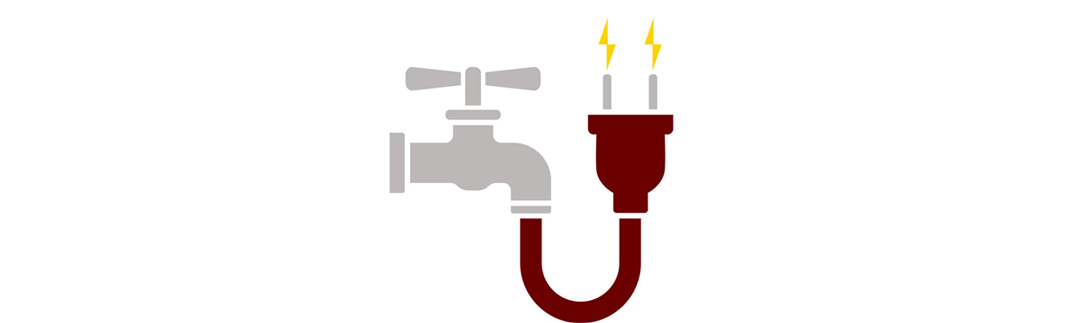 illustration of a faucet connected to an outlet cord
