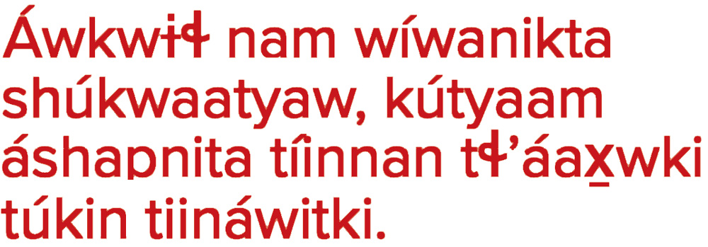 Example of the Sahaptin written language.