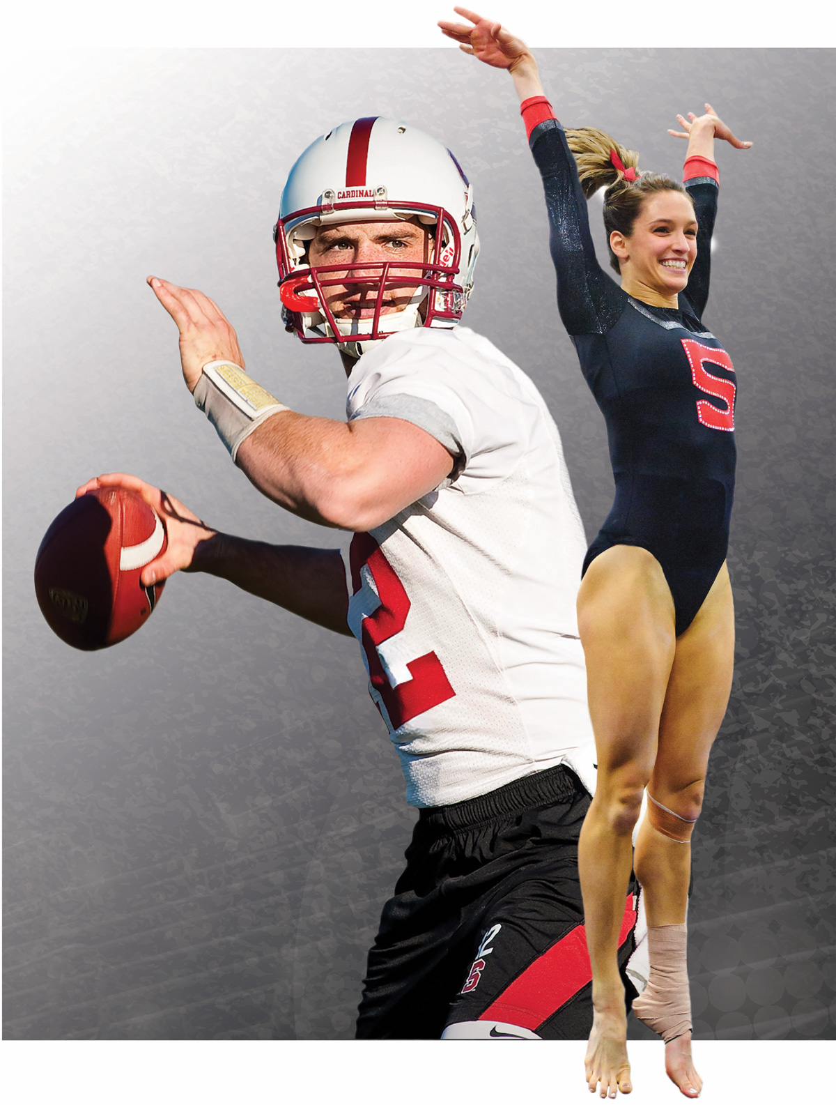 Collage of Andrew Luck and Nicole Pechanec Luck as Stanford Athletes