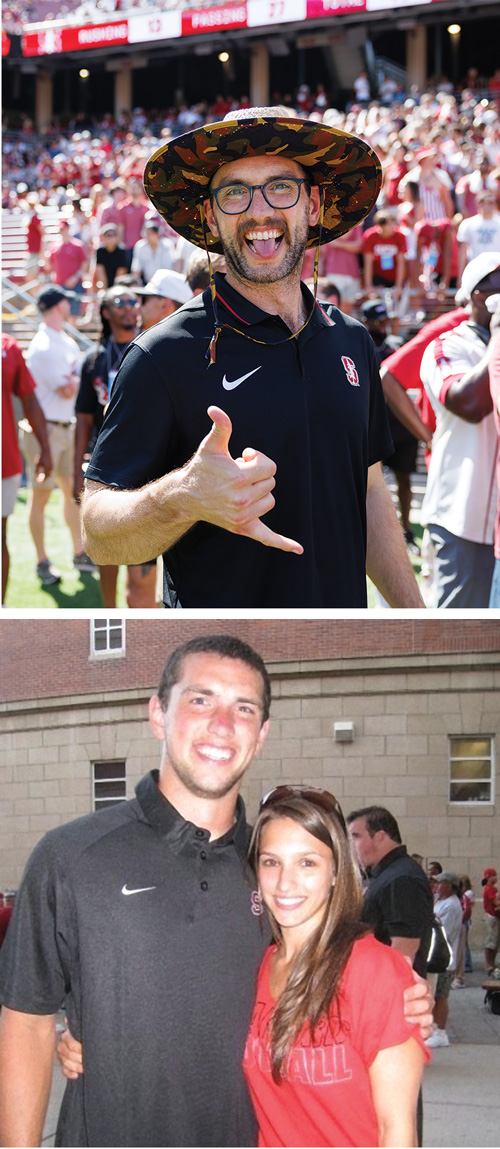 Photos of Andrew Luck at a game and with Nicole.