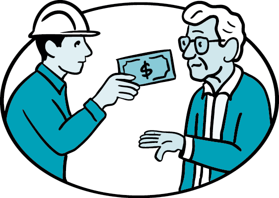 Person handing money to another person