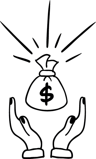 Hands holding a bag of money