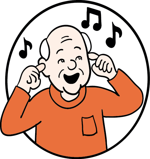 Older person with fingers in his ears