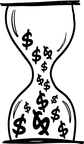 Hour glass filled with dollar signs