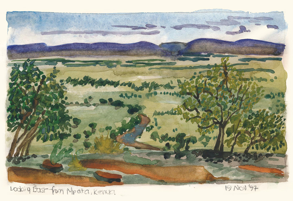 Painting of grass and trees in Kenya