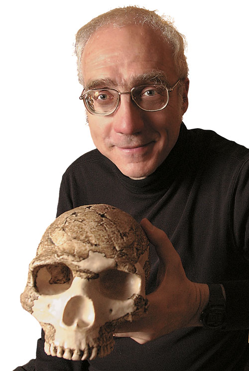 Richard Klein holding a skull