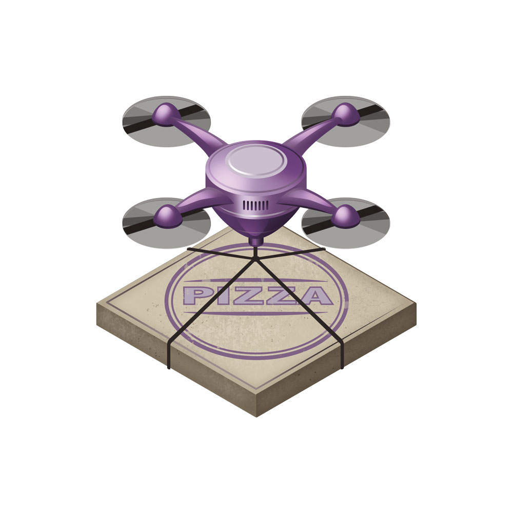 A pizza drone